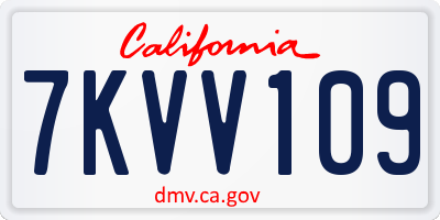 CA license plate 7KVV109