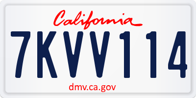 CA license plate 7KVV114