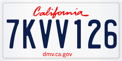 CA license plate 7KVV126