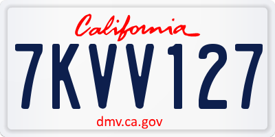 CA license plate 7KVV127