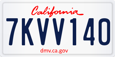 CA license plate 7KVV140