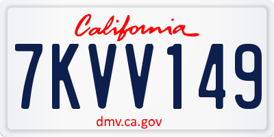 CA license plate 7KVV149