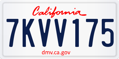 CA license plate 7KVV175