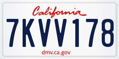 CA license plate 7KVV178