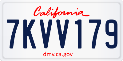 CA license plate 7KVV179