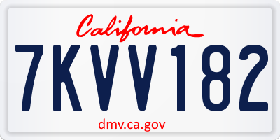 CA license plate 7KVV182
