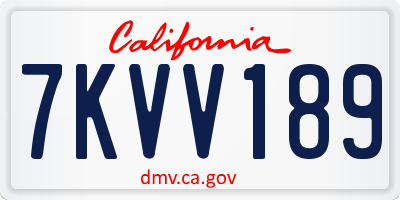 CA license plate 7KVV189