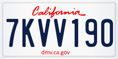 CA license plate 7KVV190