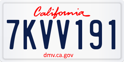 CA license plate 7KVV191