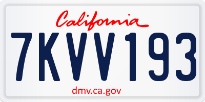 CA license plate 7KVV193