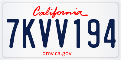 CA license plate 7KVV194