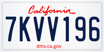 CA license plate 7KVV196