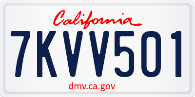 CA license plate 7KVV501