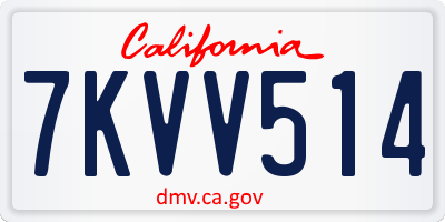 CA license plate 7KVV514