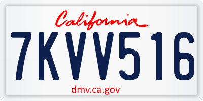 CA license plate 7KVV516