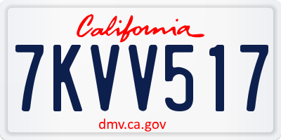 CA license plate 7KVV517