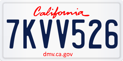 CA license plate 7KVV526
