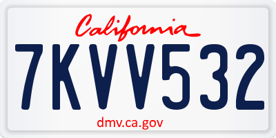 CA license plate 7KVV532