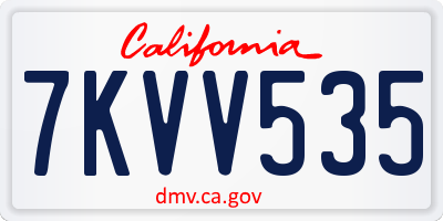 CA license plate 7KVV535