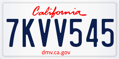 CA license plate 7KVV545