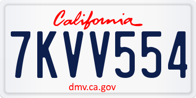 CA license plate 7KVV554