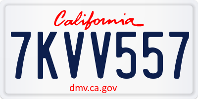 CA license plate 7KVV557