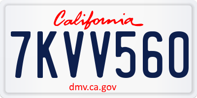 CA license plate 7KVV560