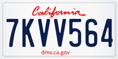 CA license plate 7KVV564