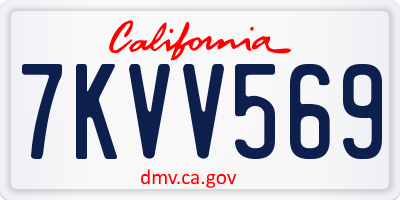 CA license plate 7KVV569