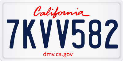 CA license plate 7KVV582