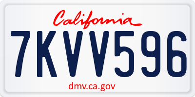 CA license plate 7KVV596