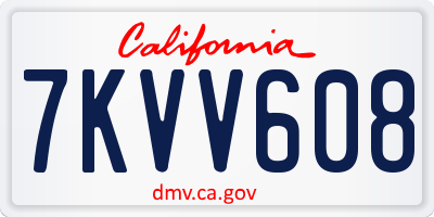 CA license plate 7KVV608