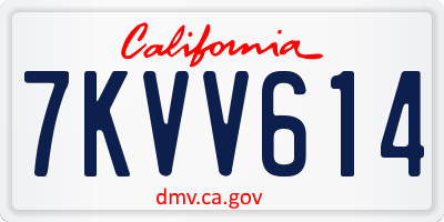 CA license plate 7KVV614