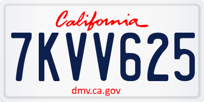 CA license plate 7KVV625