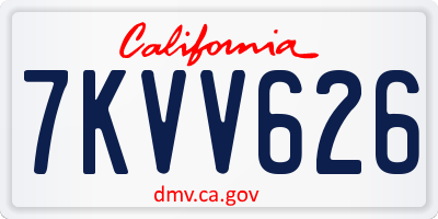 CA license plate 7KVV626
