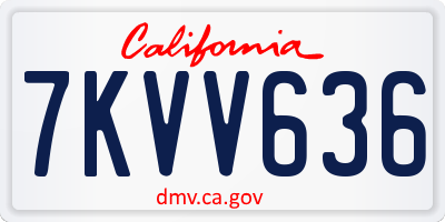 CA license plate 7KVV636