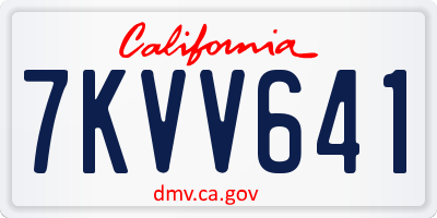 CA license plate 7KVV641