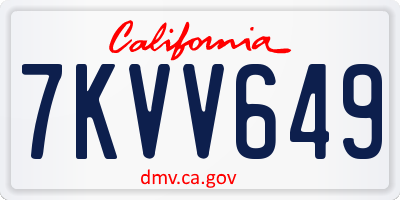 CA license plate 7KVV649