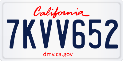 CA license plate 7KVV652