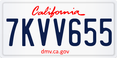 CA license plate 7KVV655