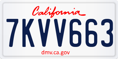 CA license plate 7KVV663