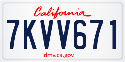 CA license plate 7KVV671