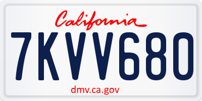 CA license plate 7KVV680