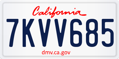 CA license plate 7KVV685