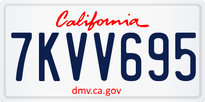 CA license plate 7KVV695
