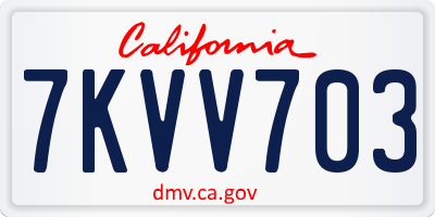 CA license plate 7KVV703