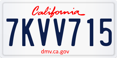 CA license plate 7KVV715