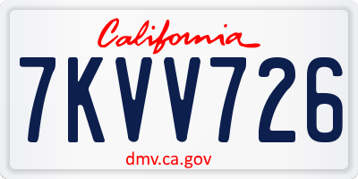 CA license plate 7KVV726