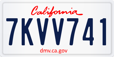 CA license plate 7KVV741
