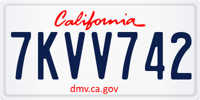 CA license plate 7KVV742